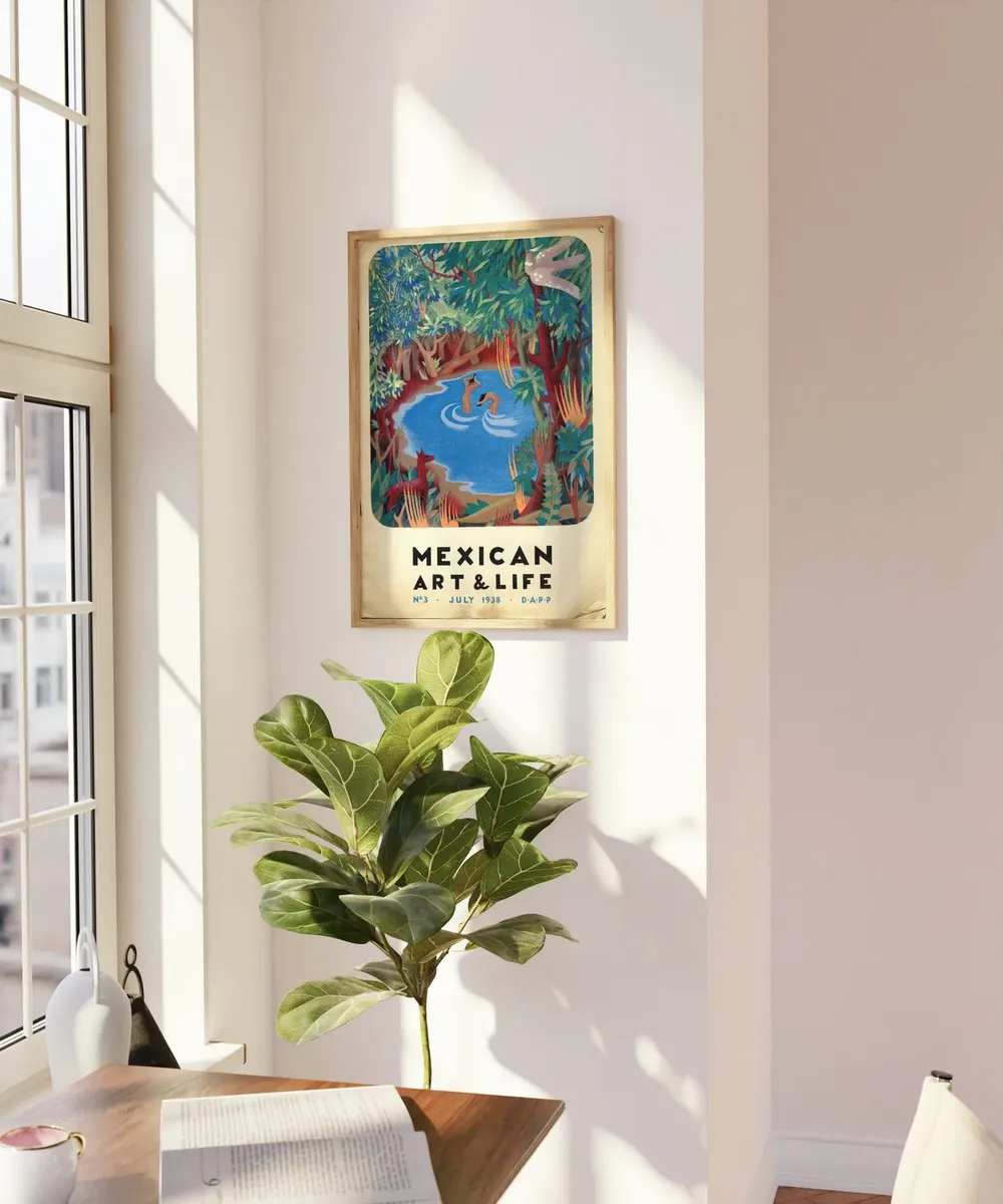 Mexican Art and Life Vintage Poster, Floral Decor - Image 3