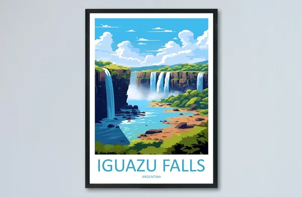 Iguazu Falls Travel Poster, Place-Name Wall Art
