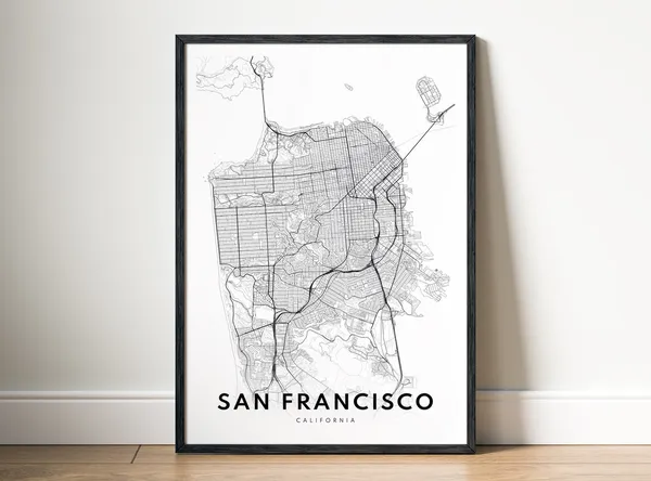 San Francisco Map Poster, Black And White Map