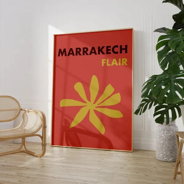 Marrakech Travel Poster, Morocco Eclectic Decor