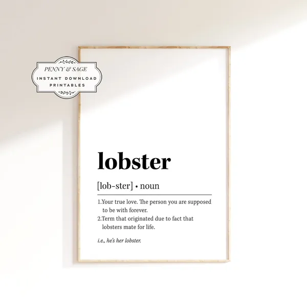 Lobster Friends Definition Typography Quote Art Print