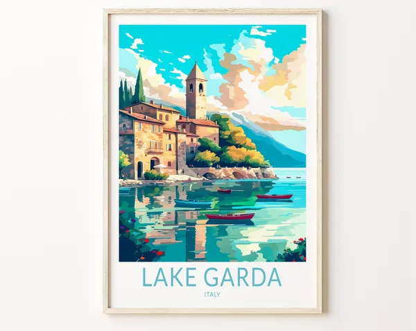Lake Garda Italy Travel Poster, Europe Wall Decor