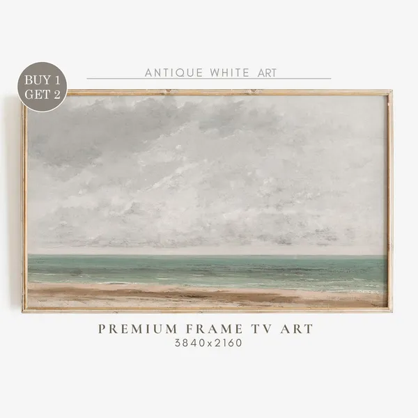Summer Coastal Minimalist Painting, Neutral Seascape Art Print