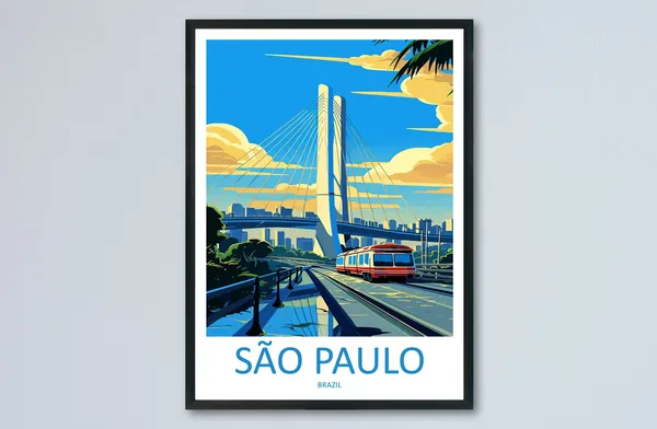 Sao Paulo Travel Poster, Brazil Wall Decor