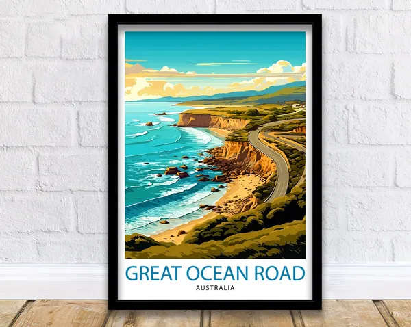 Great Ocean Road Travel Poster, Australia Coastal Scene