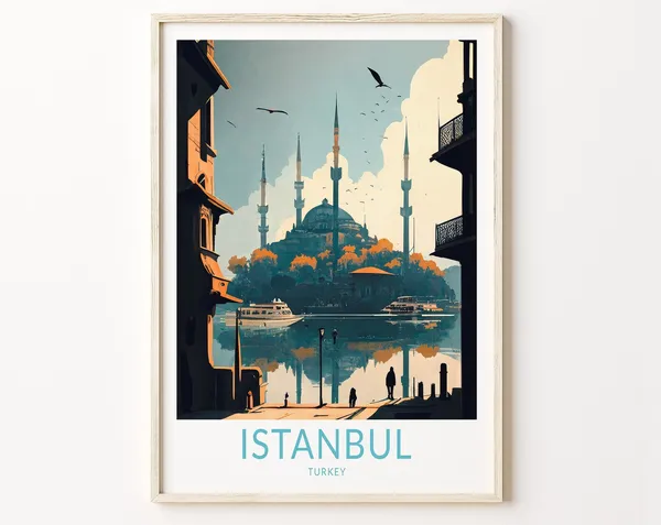 Istanbul Travel Poster, Turkey Wall Art Print