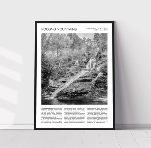 Pocono Mountains Travel Poster, Dingmans Falls Landscape