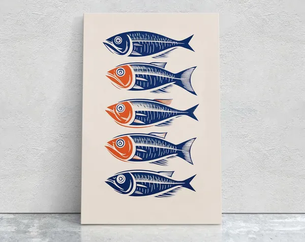 Sardines, Modern Scandinavian Fish Wall Art Print
