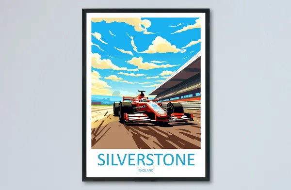Silverstone Travel Poster, Motorsport Racing Print