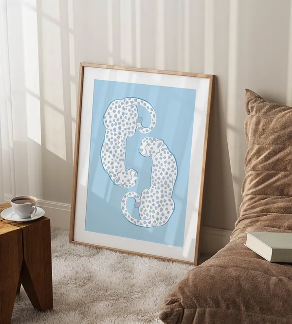 Blue Preppy Aesthetic Wall Art Print, Teen Room