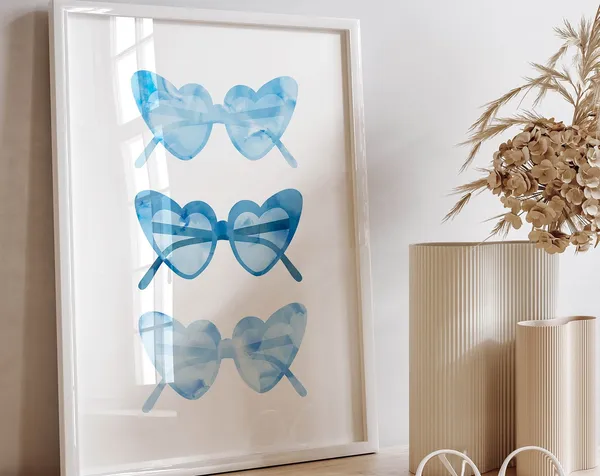 Blue Preppy Aesthetic Art Print, College Decor