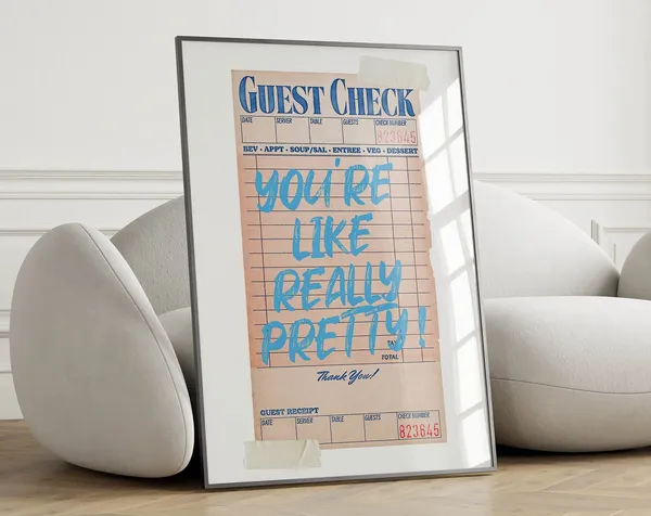 Blue Wall Art Print, Preppy Apartment Decor