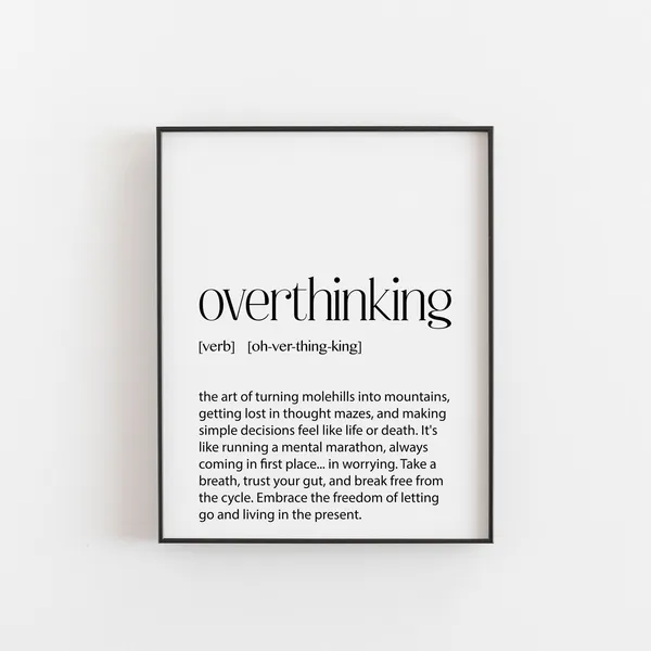Overthinking Definition Print, Minimalist Wall Art