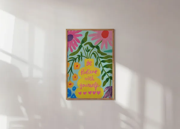 Floral Motivational Quote Poster, Botanical Wall Art