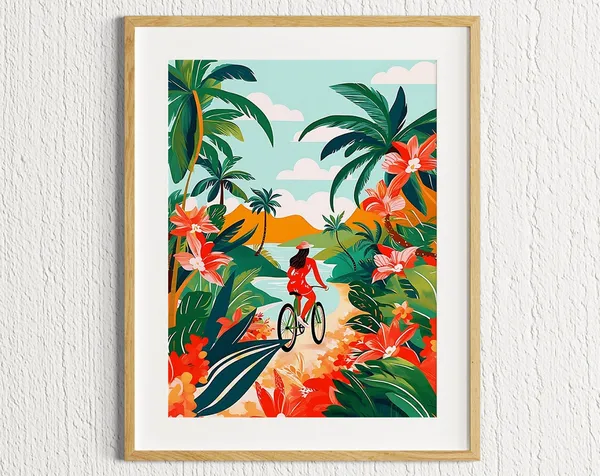 Hawaii Travel Illustration Art Print, Tropical Botanical