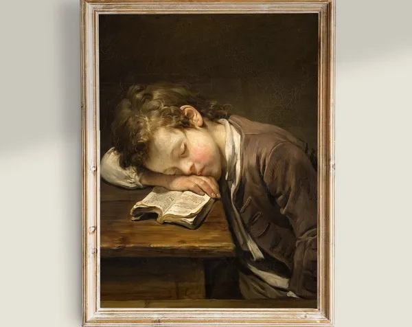Lazy Boy Reading a Book Vintage Painting Art Print