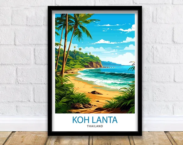 Koh Lanta Thailand Travel Poster, Island Paradise