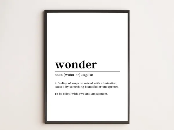 Wonder Definition Motivational Typography Art Print
