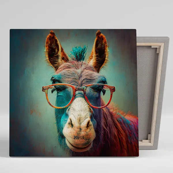 Donkey With Glasses Art Print, Modern Animal Decor