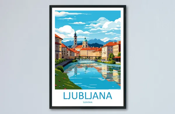Ljubljana Travel Poster, Slovenia Wall Art Print