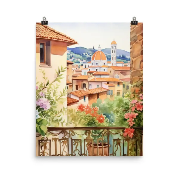 Florence Watercolor Art Print, Santa Maria Del Fiore
