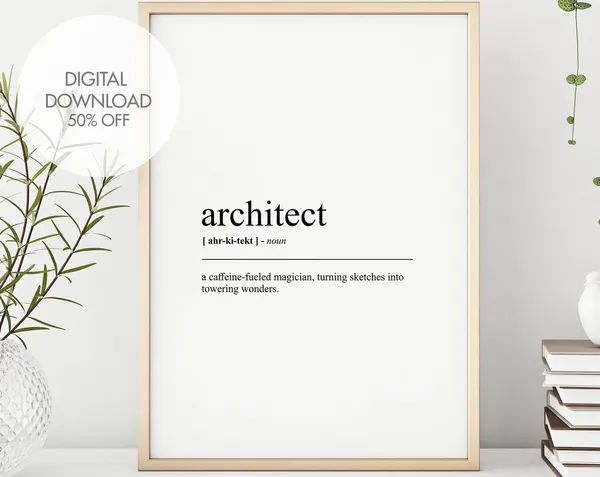 Architect Definition Art Print, Funny Typography Poster