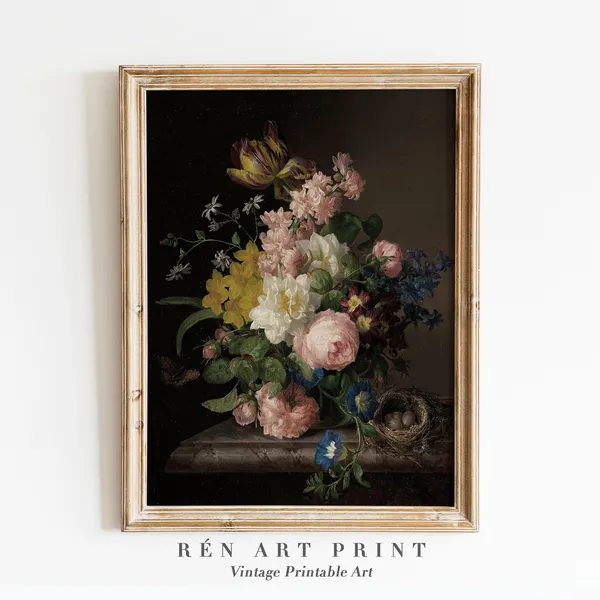 Moody Flower Print, Dark Academia Floral Art Print