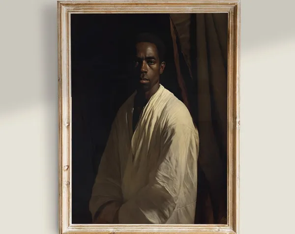 Black People Vintage Portrait Art, Dark Academia