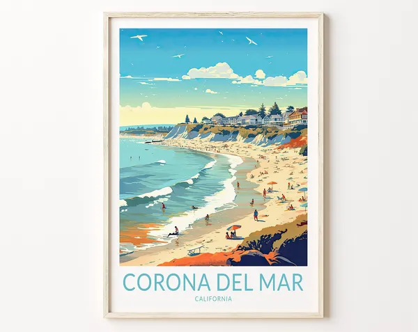 Corona Del Mar California Travel Poster, Newport Beach