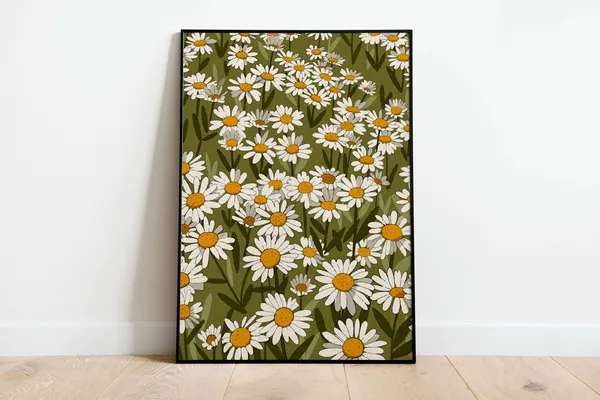 Daisy Fields Art Deco Vintage Floral Art Print