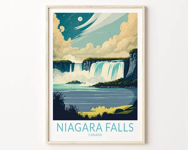 Niagara Falls Travel Poster, USA Canada Travel Poster