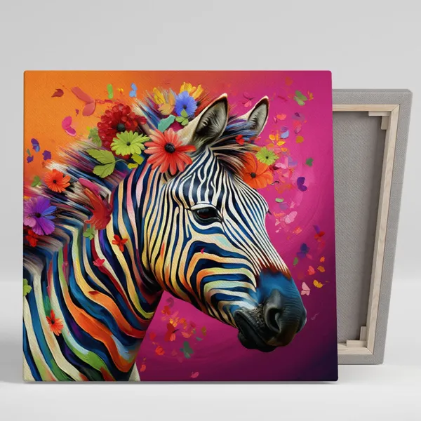 Floral Zebra Wall Art Print, Living Room Decor
