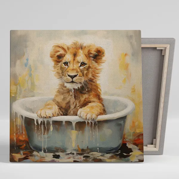 Lion In Bathtub Contemporary Bathroom Art Print