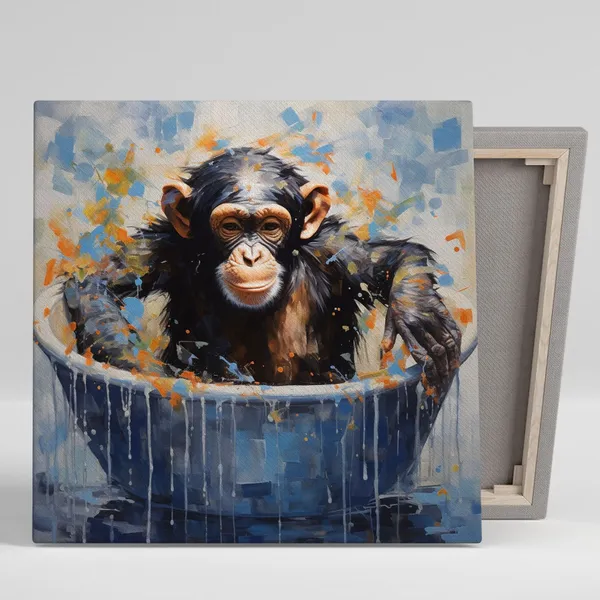 Monkey In Bathtub Poster, Bathroom Wall Art
