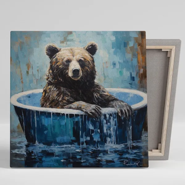 Grizzly Bear in Bathtub Nursery Wall Art Print
