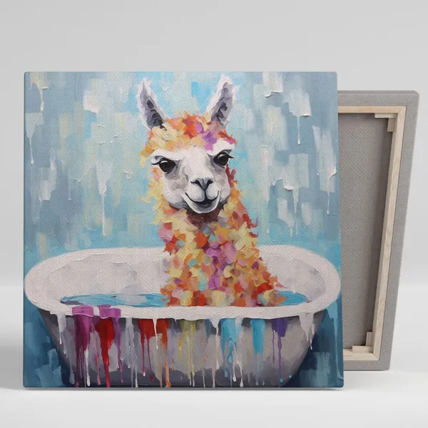 Llama In Bathtub, Bathroom Animal Wall Art Print