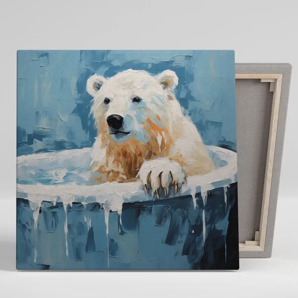 Polar Bear In Bathtub Art Print, Bathroom Decor