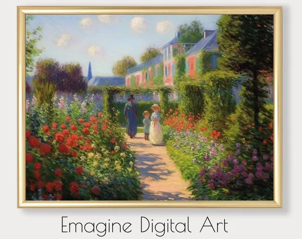 Vintage European Estate and Garden Art Print