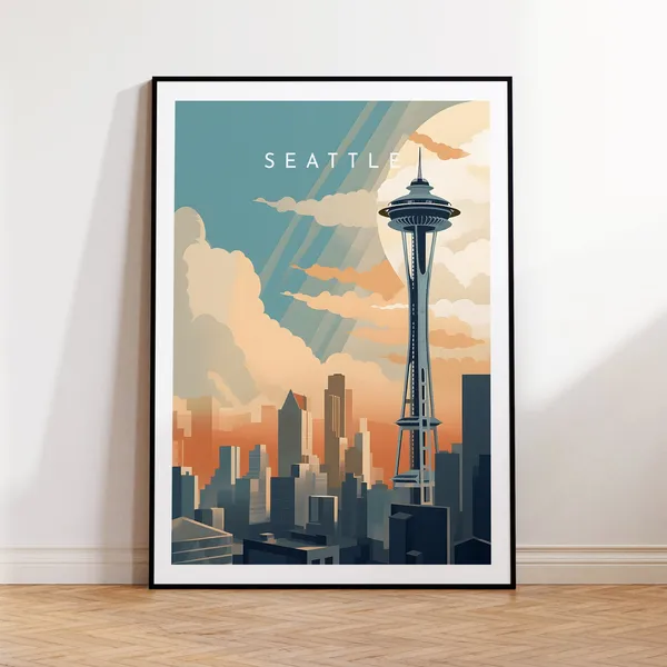 Seattle Travel Poster, United States Home Decor