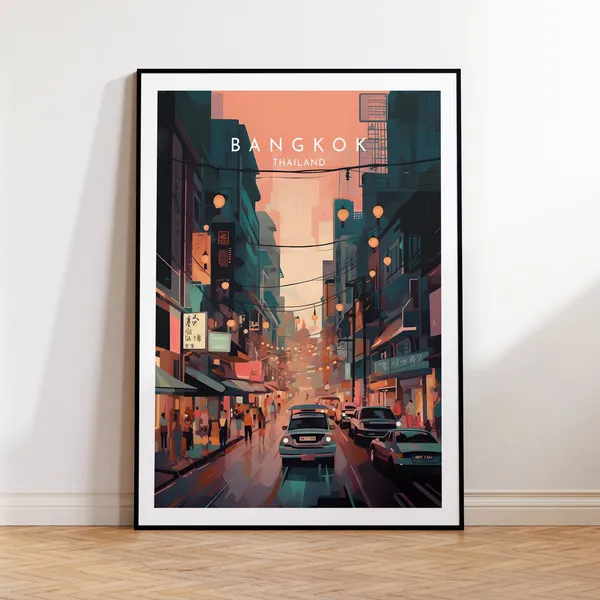 Bangkok Travel Poster, Thailand Place Print