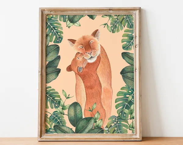 Lion Wall Art Print, Jungle Safari Nursery Decor