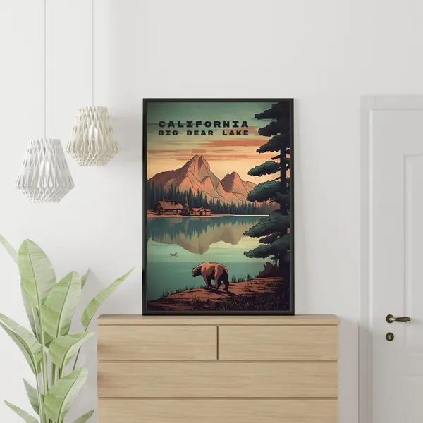 Big Bear Lake Travel Poster, Living Room Decor