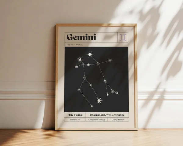 Gemini Star Constellation Art Print, Neutral Decor