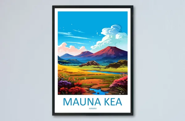 Mauna Kea Travel Poster, Hawaii Place Print