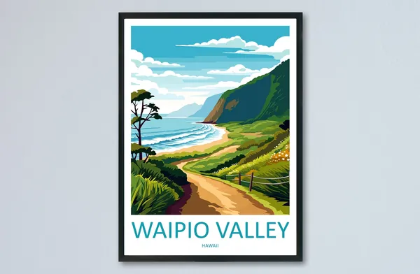 Waipio Valley Travel Poster, Hawaii Wall Art