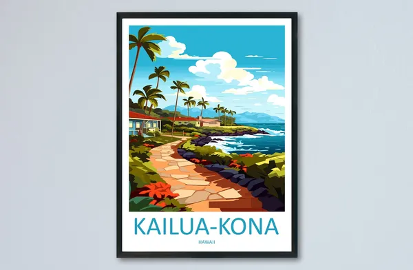 Kailuakona Travel Poster, Hawaii Place Print