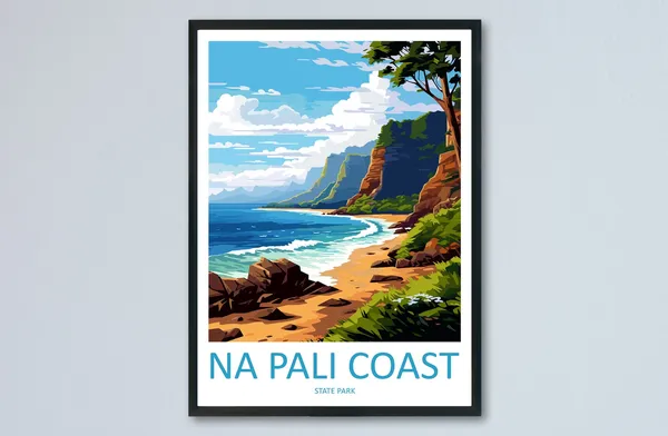 Napali Coast Travel Poster, Hawaii Travel Art