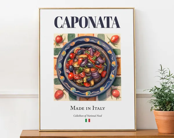 Caponata On Maiolica Tile Plate, Italian Food Art Print