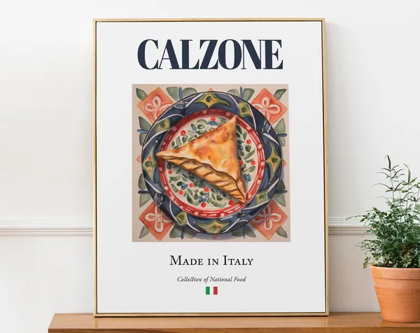 Calzone on Maiolica Tile, Traditional Italian Poster