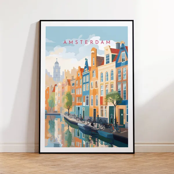 Amsterdam Travel Poster, Netherlands City View